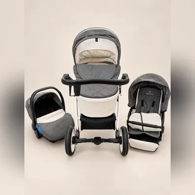 Passeggino trio grigio e bianco