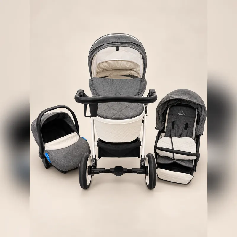 Passeggino trio grigio e bianco