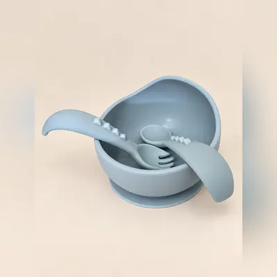 Set pappa in silicone azzurro