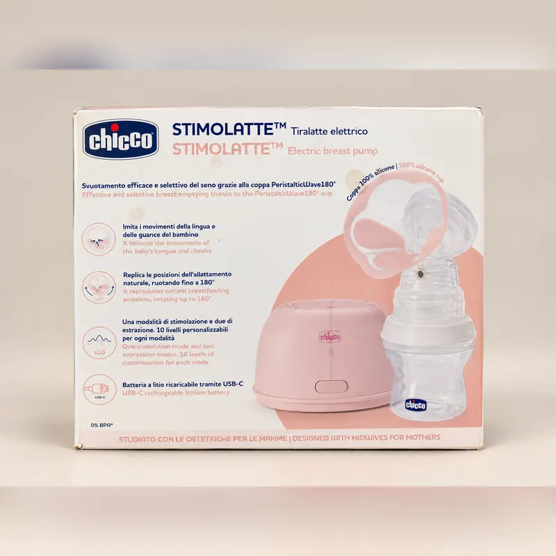 Tiralatte elettrico in scatola rosa