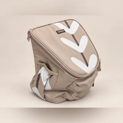 Zaino beige con foglie bianche